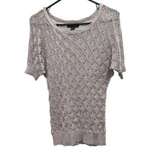 INC International Concepts Womens Fairy Sweater Medium Beige Metallic Crochet